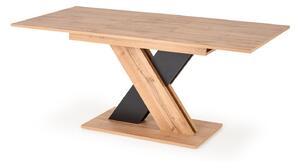 Asztal Houston 1324, Fekete, Wotan tölgy, 76x85x130cm, Hosszabbíthatóság, Laminált forgácslap