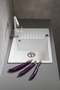 Sapho, Beépített gránit mosogató csepptálcával, 71x50 cm, fehér, GR6531