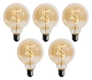5 db E27 Dimmelhető LED Spirál Filament G95 4W 270lm 2200K