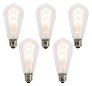 5 darabos E27 LED spirál filament izzókészlet ST64 5W 400 lm 2200K