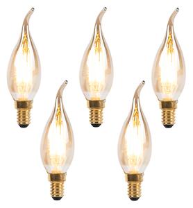 5 db E14-es dimmelhető LED filament gyertyalámpa szett 240V 3W 250lm