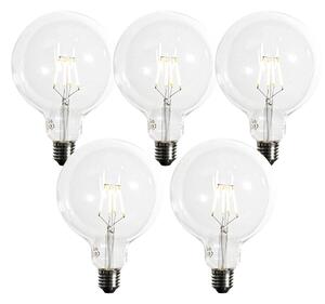 5 db E27 Dimmelhető LED Spirál Filament G125 5W 450lm 2200K