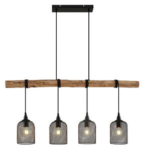 Függőlámpa Lindby, Elrond, dimmable, Fa, Konyha, Fa, Vidéki otthon / Rusztikus