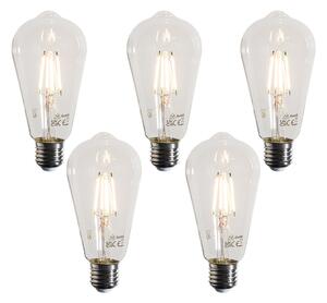 5 darabos E27 LED Filament Izzókészlet ST64 Átlátszó 4W 470 lm 2700K