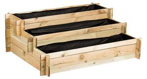 Fenyő magaságyás geotextíliával Stepnature 3 szintes natúr 113x40x88cm