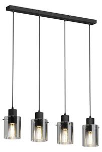 Függőlámpa Lindby, Kourtney, dimmable, Fekete, Nappali, Üveg, Modern