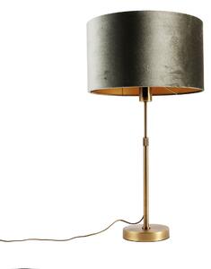 Bronz asztali lámpa zöld bársonyernyővel 35 cm - Parte