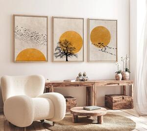 Huhu147 keretezett MDF falikép, 35 x 50 cm, 3 db-os szett