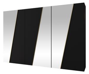 Gardróbszekrény Hartford 637, Laminált forgácslap, 202x300x50cm, Fekete, Aranysárga