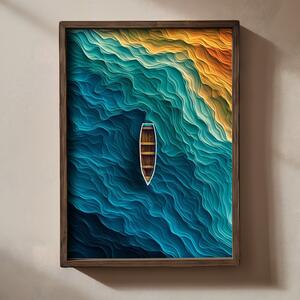 TUN077-L keretezett MDF falikép, 35 x 47 cm