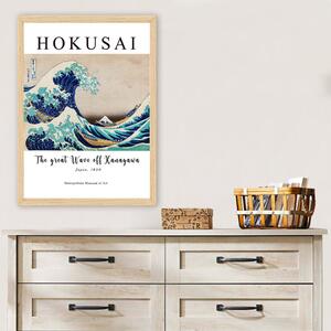 Hokusai A nagy hullám Kanagavánál keretezett falikép, 35 x 45 cm