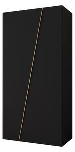 Gardróbszekrény Hartford 639, Laminált forgácslap, 202x100x50cm, Aranysárga, Fekete