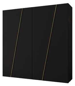Gardróbszekrény Hartford 640, Laminált forgácslap, 202x200x50cm, Aranysárga, Fekete