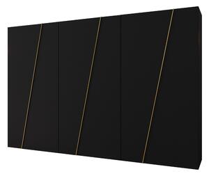 Gardróbszekrény Hartford 641, Laminált forgácslap, 202x300x50cm, Aranysárga, Fekete