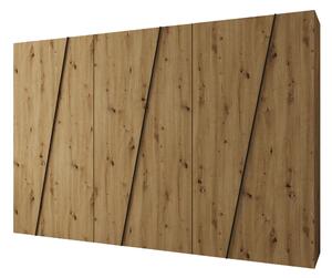 Gardróbszekrény Hartford 641, Laminált forgácslap, 202x300x50cm, Artisan tölgy, Fekete