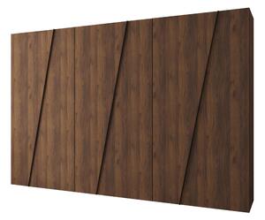 Gardróbszekrény Hartford 641, Laminált forgácslap, 202x300x50cm, Dió, Fekete