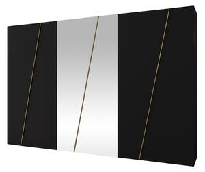 Gardróbszekrény Hartford 642, Laminált forgácslap, 202x300x50cm, Aranysárga, Fekete