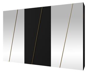 Gardróbszekrény Hartford 643, Laminált forgácslap, 202x300x50cm, Aranysárga, Fekete