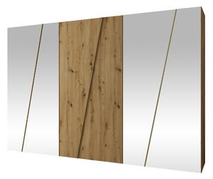 Gardróbszekrény Hartford 643, Laminált forgácslap, 202x300x50cm, Artisan tölgy, Aranysárga