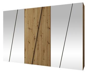 Gardróbszekrény Hartford 643, Laminált forgácslap, 202x300x50cm, Artisan tölgy, Fekete