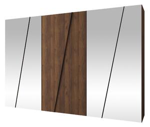Gardróbszekrény Hartford 643, Laminált forgácslap, 202x300x50cm, Dió, Fekete