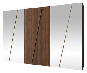 Gardróbszekrény Hartford 643, Laminált forgácslap, 202x300x50cm, Dió, Aranysárga