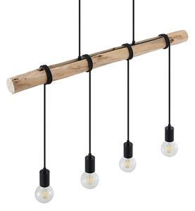 Függőlámpa Lindby, Ferris, dimmable, Fa, Étkező, Fém, Vintage
