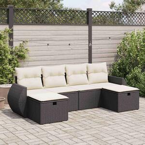 VidaXL Polyrattan Kerti Ülőgarnitúra - 6 részes - Fekete