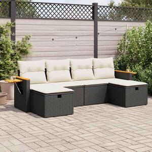 VidaXL Polyrattan Kerti Ülőgarnitúra - 6 részes - Fekete