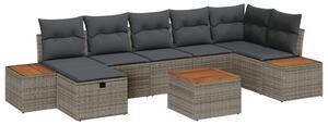 VidaXL Kerti Kanapé Szett párnával 8 pcs Szürke Poli rattan