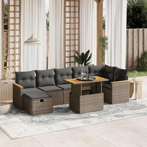 Polyrattan Kerti Ülőgarnitúra - 8 részes - Szürke