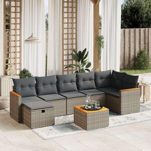 VidaXL Polyrattan Kerti Ülőgarnitúra - 8 részes - Szürke