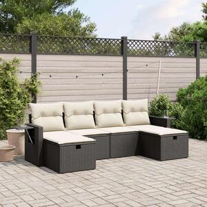 VidaXL Polyrattan Kerti Ülőgarnitúra - 6 részes - Fekete