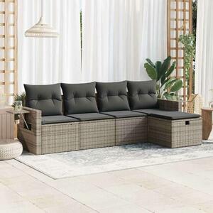 VidaXL Polyrattan Kerti Ülőgarnitúra - 5 részes - Szürke