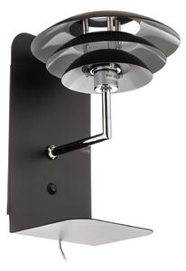 Fali Lámpa Dyberg Larsen, DL20 USB Shelf, dimmable, Fekete, Hálószoba, Fém, Skandináv
