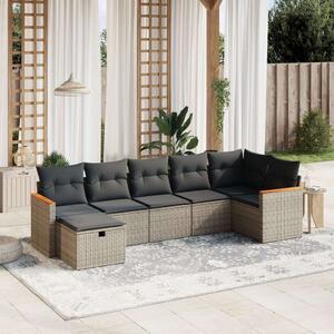 VidaXL Polyrattan Kerti Ülőgarnitúra - 7 részes, Szürke