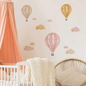 Akvarell hőlégballon falmatrica - "naplemente színvilág"