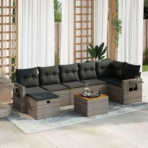 VidaXL Polyrattan Kerti Ülőgarnitúra - 8 részes - Szürke