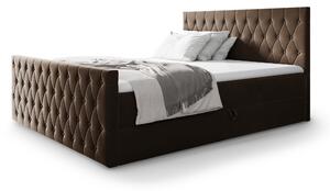 Wilsondo MONTANA kárpitozott boxspring ágy fedőmatraccal - barna Méret: 140x200