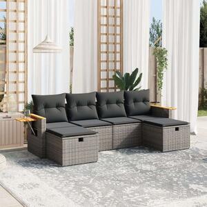 VidaXL Polyrattan Kerti Ülőgarnitúra - 6 részes - Szürke