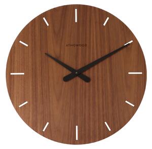 ATMOWOOD diófa óra, számok nélkül, 50 cm - fekete mutatókkal