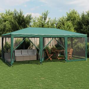 VidaXL zöld HDPE rendezvénysátor 10 hálós oldalfallal 6 x 4 m