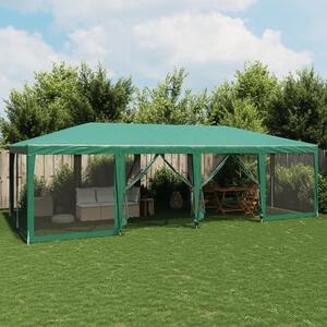 VidaXL zöld HDPE rendezvénysátor 12 hálós oldalfallal 8 x 4 m