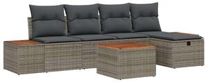 VidaXL Kerti Kanapé Szett párnával 6 pcs Szürke Poli rattan