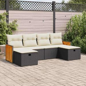 VidaXL Polyrattan Kerti Ülőgarnitúra - 6 részes - Fekete