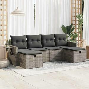 VidaXL Polyrattan Kerti Ülőgarnitúra - 6 részes - Szürke