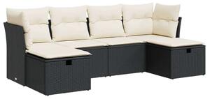 VidaXL Polyrattan Kerti Ülőgarnitúra - 6 részes - Fekete