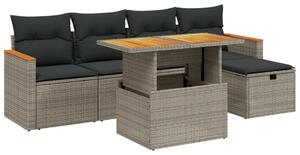 VidaXL Polyrattan Kerti Ülőgarnitúra - 6 részes, Szürke