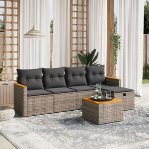 VidaXL Polyrattan Kerti Ülőgarnitúra - 6 részes, Szürke