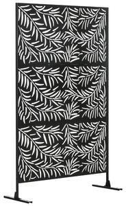 Térelválasztó, fűzfalevél mintás, belátásgátló állvány, 122 x 198 cm, acél, fekete